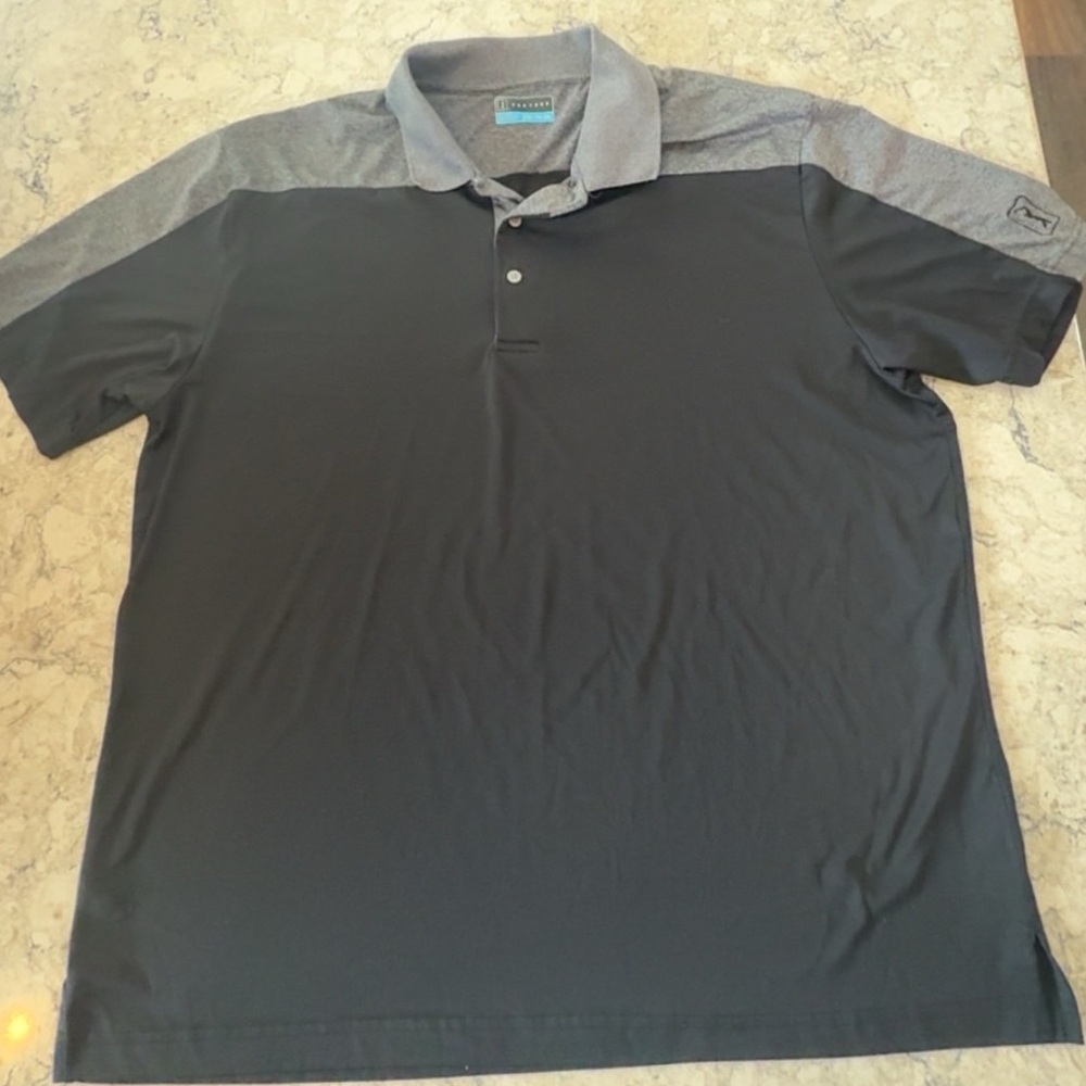 PGA TOUR Golf Polo Shirt Men’s XXL Black Gray Performance Short Sleeve